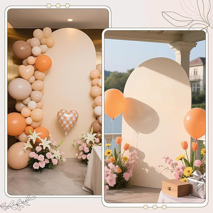 Ledido Wedding Arch Backdrop Cover 6FT Arch Covers Fitted Stretchy Spandex Round Top Stand Backdrop Cover for Wedding Banquet Ceremony Birthday Party Baby Shower Event Decoration,Beige