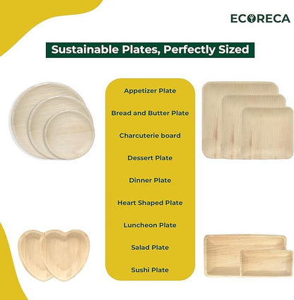 150-Piece Biodegradable Palm Leaf Dinnerware Set | 10", 7", 5” Inch Round Plates |Eco-Friendly Disposable Plates & Cutlery for 25 Guests Forks, Knives & Spoons for Wedding, Parties, BBQ