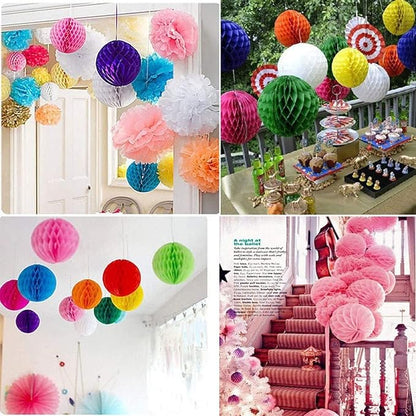 15pcs Honeycomb Balls Decorations 4'' 6'' 8'' Party Honeycomb Ball Flower Tissue Pom Poms Flower Ball Hanging Flower Balls for Baby Shower Birthday Wedding Nursery Decor(4'' 8'' 10'' Teal)