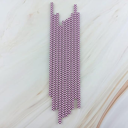 YAOSHENG Premium Disposable Waves Striped Drinking Paper Straws, Pack 100 Purple Waves Paper Straws for Cocktail Party Supplies,Birthday,Bridal/Baby Shower,Juice,Shakes (Purple Waves)