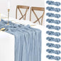 10 Pack Dusty Blue Cheesecloth Table Runner 35x120 Inch, Fall Thanksgiving 10FT Boho Gauze Cheese Cloth Table Runner Rustic Semi-Sheer Runner for Wedding Bridal Baby Shower Birthday Party Home Decor