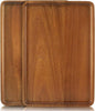 2 PCS Solid Acacia Wood Serving Trays 16 * 12 inch Rectangular Wooden Serving Platters Natural Wooden Boards for Bar Coffee Party