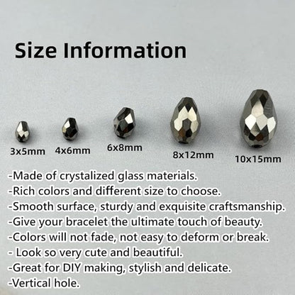150pcs 4x6mm Teardrop Crystal Glass Beads for Jewelry Making, Faceted Vertical Hole Teardrop Glass Spacer Beads for Wind Chimes Bracelet Earring Necklace DIY Craft(Silver)