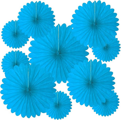 20 Pcs Sky Blue Hanging Paper Fan, Round Paper Fans Decorations Set for Weddings, Birthdays, Engagement, Bridal Shower, Baby Shower Event, Graduation, Party Supplies Decor