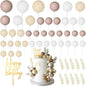 MIAHART Ball Cake Toppers Boho Grass Cake Topper Ball Cake Insert Decoration for Birthday Wedding Baby Shower Party Decorations Boho Themed Party Supplies (Khaki，white，ivory white)