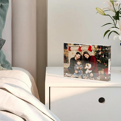 4x6 Acrylic Picture Frame 1 Pack, Clear Freestanding Double Sided Frameless Magnetic Photo Frames, Desktop Display Decor Gift