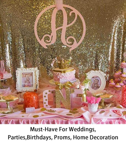 ShinyBeauty Sequin Backdrop 4x10ft Shiny Gold Sequin Curtains 2 Panels Glitter Backdrop Curtains for Parties Photography Background M0511…