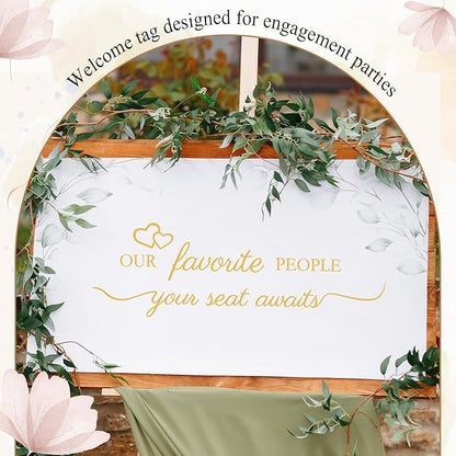 3 Pcs Wedding Seating Chart Decal Stickers DIY Our Favorite People Your Seat Awaits Vinyl Decal Wedding Sign Decor Seating Chart Board Mirror Stickers(Gold)