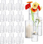 48 Pack Thick Glass Cylinder Vases 4,6,9,12 Inch Tall Clear Flower Vase Hurricane Floating Candle Holder for Table Centerpiece Wedding Home Decor