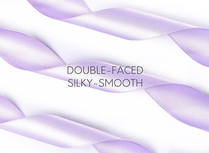 Lavender Satin Ribbon 7/8 Inch x 50 Yards Double-Faced Ribbons for Gift Wrapping Crafts Flower Bouquet Wedding Paper Bows Invitations