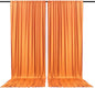 2 Panels Orange Backdrop Curtain, 10 x 7 Feet Background Curtains for Parties, Weddings, Baby Showers, Bachelorette Halloween, Christmas Birthday Party Photoshoot Backdrop Curtains Decorations