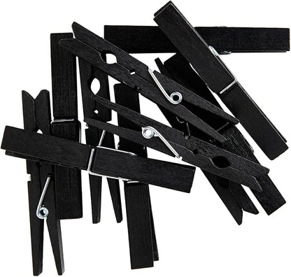Juvale Wooden Clothespins - Indoor Laundry Hanging & Laundry Clips - Wooden Clothes Pins for Crafts & Photo Clips - Strong Spring Grip & Mini Clothespins - Pack of 100, 4 in, Black