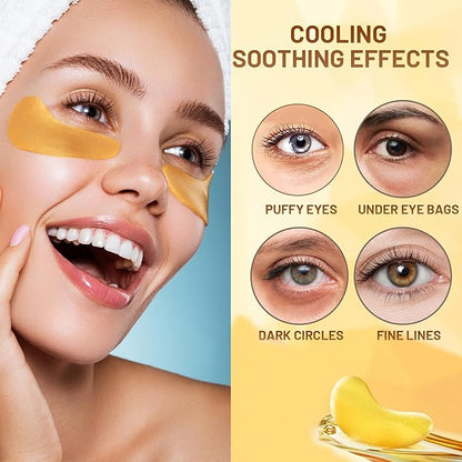 30 Pairs Lip Mask & Eye Mask, 24K Gold Crystal Gel Collagen Eye Patches for Puffy Eyes, Chapstick Bulk, Bachelorette Party Accessories, Hangover Kit, Bulk Gifts, Party Favors Adults, Cheer Gifts