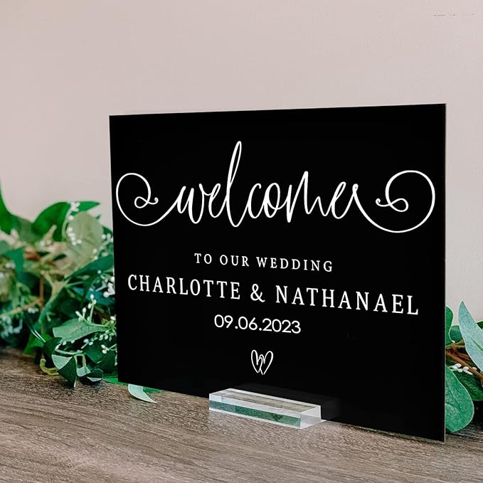 5 Pack 8x10 Inch Black Acrylic Signs Blanks, DIY 8x10 Blank Black Acrylic Sheet Sign 1/8 inch Thick for Wedding Party Table Sign, Wood Stand Not Included