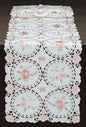 Creative Linens Embroidered Pink Rose Daisy Floral Table Runner Dresser Scarf 15x67 Ivory Spring