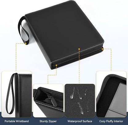 9 Pocket Card Binder, 900 Double Sided Pockets, PU Collection Binder for MTG, TCG, Sports Cards, Black (Black)