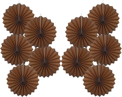 Brown Party Decorations,Brown Wedding Decorations for Party Events Accessories,Brown Birthday Decorations,Boho Party Decoration,Fall Decorations 8in Hanging Paper Fans 30 Color DIY Set(Brown)