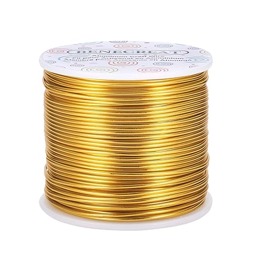 BENECREAT 15 Gauge 220FT Aluminum Wire Anodized Jewelry Craft Making Beading Floral Colored Aluminum Craft Wire - Gold