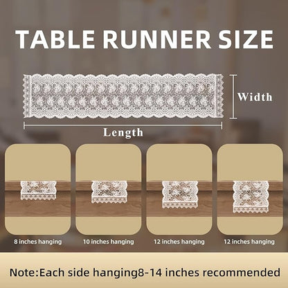 White Lace Table Runner 72 Inches Long,Table Decoration ,Vintage Kitchen Dining Table Decoration ,Table lace Runner, Exquisite Lace Fabric for Wedding /Reception Bridal Shower /Holiday Party