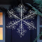 30’’ Christmas Snowflake Lights Outdoor, Pre-lit 240Pcs Cool White LEDs Hanging Silver Snowflake Decoration for Home Indoor Outdoor Window Silhouette