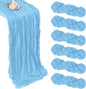 6 Pack Baby Blue Fall Table Runner 10ft Boho Gauze Fabric Cheesecloth Table Runner 35 x 120 Inch Rustic Sheer Runner for Romantic Wedding Decor Baby Shower Party Table Centerpiece Decorations