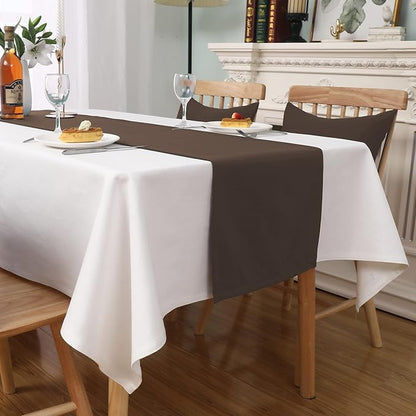 Rustic Brown Table Runner Solid Color Soft Thick Polyester Decorative Cloth Handcrafted for Wedding Party Birthday Graduations Hotel Restaurant Banquet Catering Services Event 14x72 inch