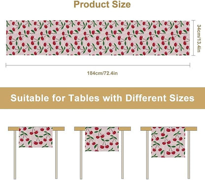 Cherry Table Runner,Spring Summer Fruit Table Runner for Kitchen Dining Table Home Party Decoration 13x90 Inch