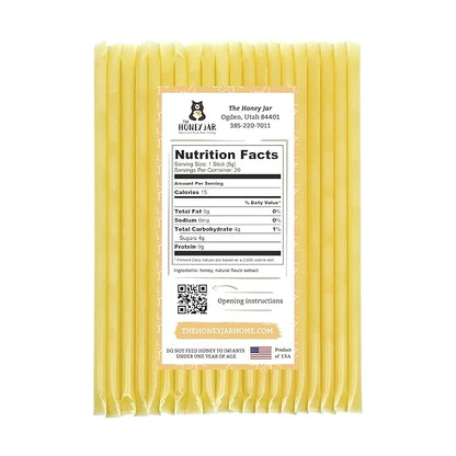 The Honey Jar Vanilla Flavored Honey Sticks - Pure Honey Straws For Tea, Coffee, or a Healthy Treat - One Teaspoon of Flavored Honey Per Stick - Made In The USA with Real Honey - (20 Count)