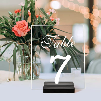 Acrylic Sign Stand | Wedding Sign Holdes, Acrylic Sign Stand with Card Slot, Used for Desktop/Menu Display, 20 Count (Black)