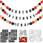 Giant Friendship Bracelet Garland Kit, DIY Birthday Banner with Letters Ball Jumbo Customizable Friendship Bracelet Decor for Halloween Christmas Wedding Party(Black, Gold, Red)