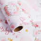 Aimyoo Pink Baby Shower Wrapping Paper Roll - 17 Inch X 16.5 Feet - Cute Elephant with Baby Girl Letter Design Perfect for Girls, Birthday, Party