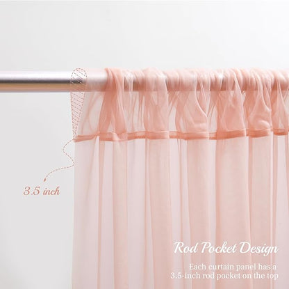 20ft X 10ft Peach Tulle Backdrop Curtain for Parites, Sheer Backdrop Curtains Fabric Drapes for Wedding Ceremony Arch Party Stage Decorations