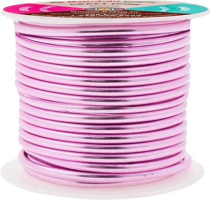 Mandala Crafts 10 Gauge Anodized Aluminum Craft Wire for Jewelry Making - 32 FT Colored Flexible Pink Wire - Bendable for Bonsai Armature Crafting Sculpting