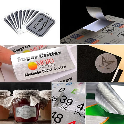 Custom Logo Stickers for Business, Personalised Logo Labels, Waterproof, Perfect for Branding & Packaging (Brushed Silver)