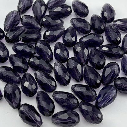 130pcs 6x8mm Teardrop Crystal Glass Beads for Jewelry Making, Faceted Vertical Hole Teardrop Glass Spacer Beads for Wind Chimes Bracelet Earring Necklace DIY Craft(Violet)