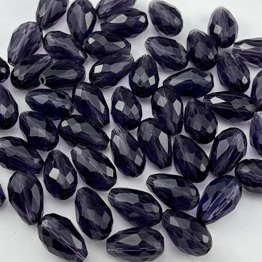130pcs 6x8mm Teardrop Crystal Glass Beads for Jewelry Making, Faceted Vertical Hole Teardrop Glass Spacer Beads for Wind Chimes Bracelet Earring Necklace DIY Craft(Violet)