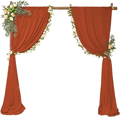 4 Panels Wedding Arch Draping Fabric 28" x20Ft Chiffon Wedding Arch Drapes Chiffon Fabric Drape Sheer Backdrop Curtain for Weddings Party Ceremony Birthday Reception Backdrop Ceiling Décor(Terracotta)