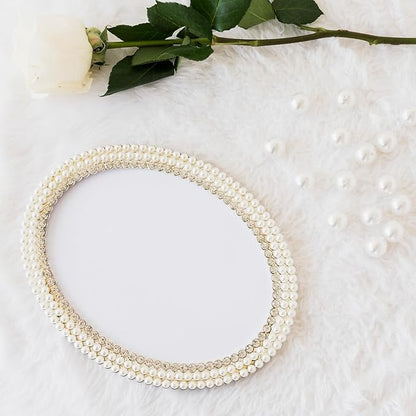 Flat Pearl Garland String 27 Yards, 6MM Half-Round Beaded Spool Roll Crafts for Wedding Decoration (Ivory)