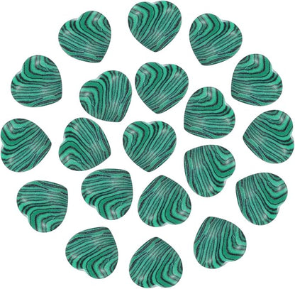 PATIKIL 20 Pcs Natural Heart Shaped Crystal Stone, 0.6 Inch Mini Polished Love Gemstone Crystal, Pocket Rock Engraved Worry Stones for Women Gifts Meditation, Peacock Green