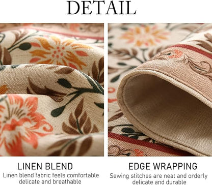 ISAENNE Designer French Elegant Linen Extra Long Table Runner 118 Inches,Farmhouse Lily Pattern Decor Table Runners for Dining Tables,Thanksgiving,Kitchen Tables,Christmas,12"*118"-Aurora A