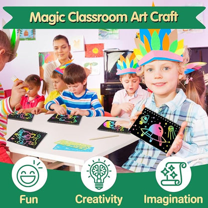 ZMLM Rainbow Scratch Party Favors Kids: Birthday Gifts Toy Bulk Scratch Art Notebook 24 Pack Birthday Goodie Bags Stuffers Girls Boys Art Craft Pads Classroom Prizes School Supplies Stocking Stuffers