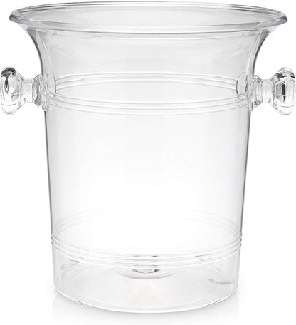 True Clear Acrylic Ice Bucket with Handles, 3-Liter Capacity, Durable Wine and Champagne Bucket, Perfect Ice Buckets for Parties, BBQs, Weddings, Picnics, Holidays, Outdoors, 8.75" x 8.25", Set of 1