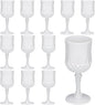 JLYLOL Plastic Vintage Wine Glasses 7OZ Plastic Goblets Vintage Drinking Glasses 12PCS Retro Wedding Glassware Water Goblets Reusable Drinking Cups for Party,Reception,Celebration,Bar,Whiskey(White)