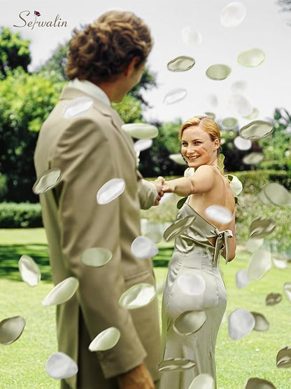 Serwalin 300Pcs Silk Rose Petals Artificial Flower Petals for Weddings Bean Green Fake Rose Petals Flower Girl Aisle Romantic Decor Dinner Table Centerpieces Proposal (3 Color Mixes)