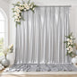 gogoparti 20X10 FT Silver Backdrop Curtain for Parties, Glitter Photo Backdrop Drapes, 4 Panels of 5x10 FT Wrinkle-Free Sequin Curtain Drapes for Wedding, Birthday, Christmas Photography