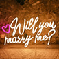 SYLHOME Will You Marry Me ? Led Neon Light Sign Heart Wedding Proposal Bedroom Wall Sign Decor Bridal Shower Engagement Party Backdrop 15.75" X 9.45" USB