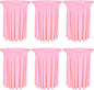 6 Pack Round Cocktail Tablecloth 32"x 43" Spandex Cocktail Table Skirt, Washable Stretch Fitted Table Covers for High Top Bar, Wedding, Party, Events (Pink)