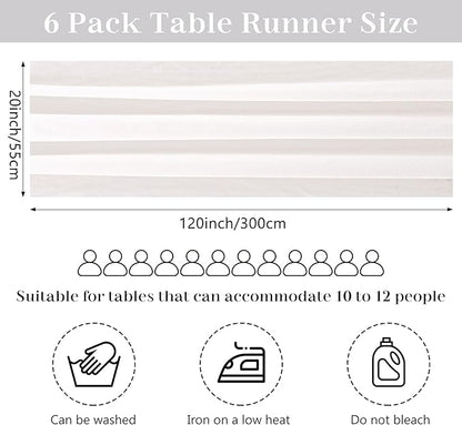 Velvet Table Runner 20 x 120 Inches 10ft Luxurious Thick Soft Velvet Christmas Thanksgiving Wedding Reception Table Runner for Party Reception Decorations(Ivory, 6 Pack)