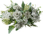 Artificial Flower 5 Branches Artificial Silk Fake Flowers Bouquet Small Roses for Wedding Home Office Tables Decor 2 Packs(Green)