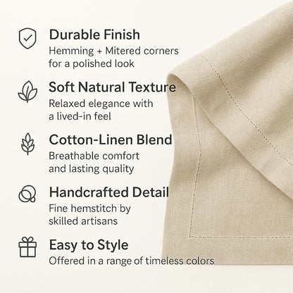 Cotton Linen Placemat Set of 4 – Hemstitch Black Cloth Placemat-14 x 19 Inch – Washable Fabric Placemats for Fall, Halloween, Thanksgiving, Everyday Dining & Décor – Serena